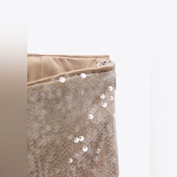 ZARA SEQUIN CROPPED PANTS - Picture 7 of 7